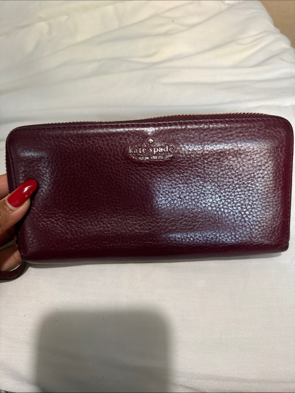 kate spade Maroon Zip Around Leather Wallet
